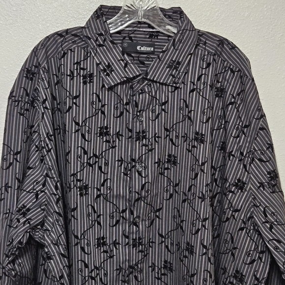 NWT MENS Cultura International button down with velvet like floral design - Picture 2 of 15